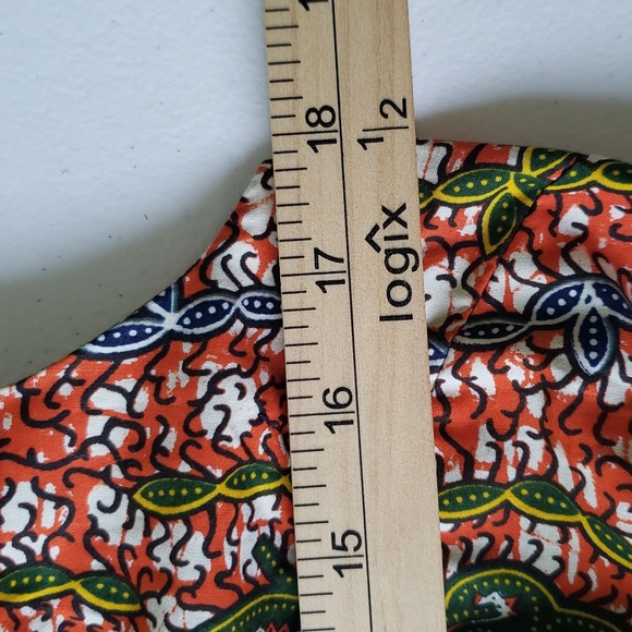 D'iyanu Wrap Romper Shorts Small Orange Green African Print Sleeveless Cotton - Picture 12 of 16